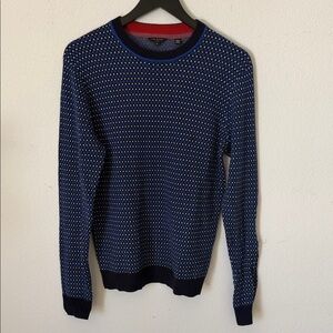 Ted Baker Navy and White Textured Crewneck Sweater
